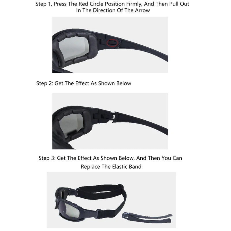 Nouvelles lunettes tactiques à 4 lentilles-lunettes de sécurité polarisées coupe-vent et anti-poussière pour les Sports de plein air (escalade, cyclisme, pêche)