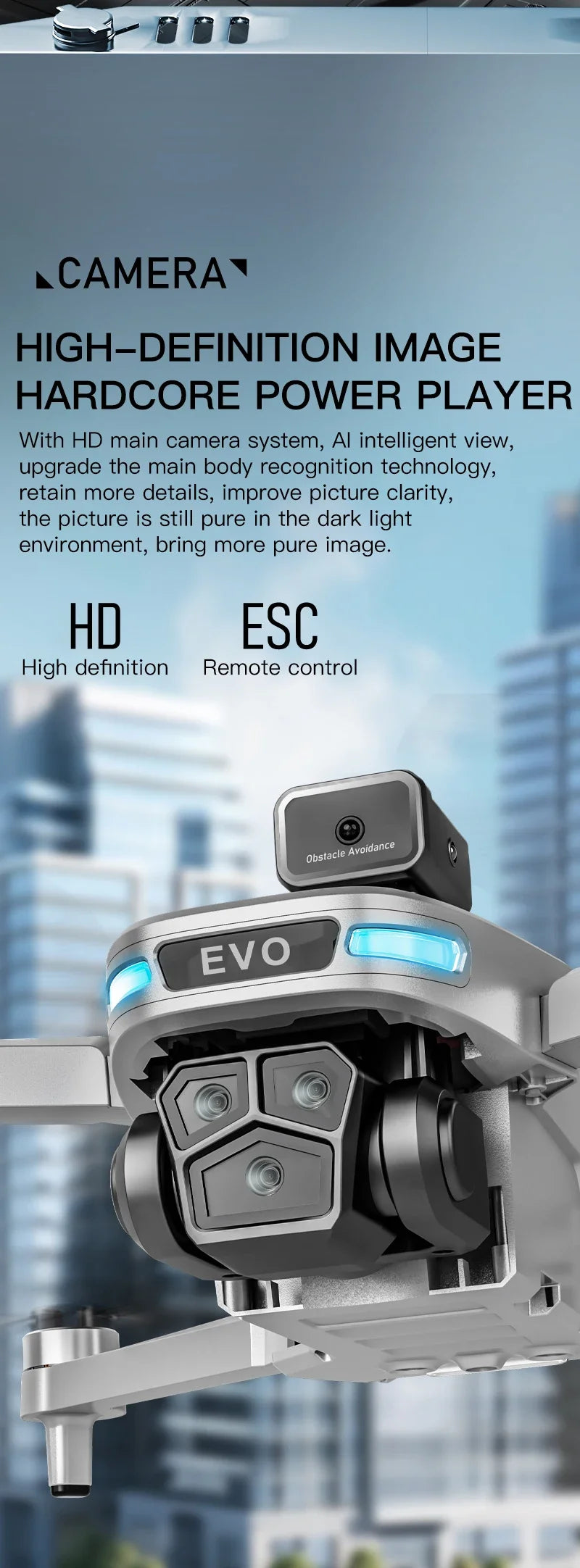Drone GPS 8K professionnel — évitement d'obstacles, télécommande grand écran, pliable, moteur brushless