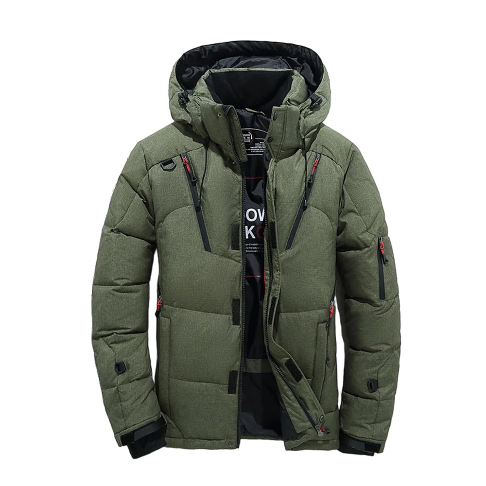 Men's Outdoor Lightweight Warm Detachable Collar Down Jacket Winter New Casual Fashion Multi-Pocket Workwear Down Coat