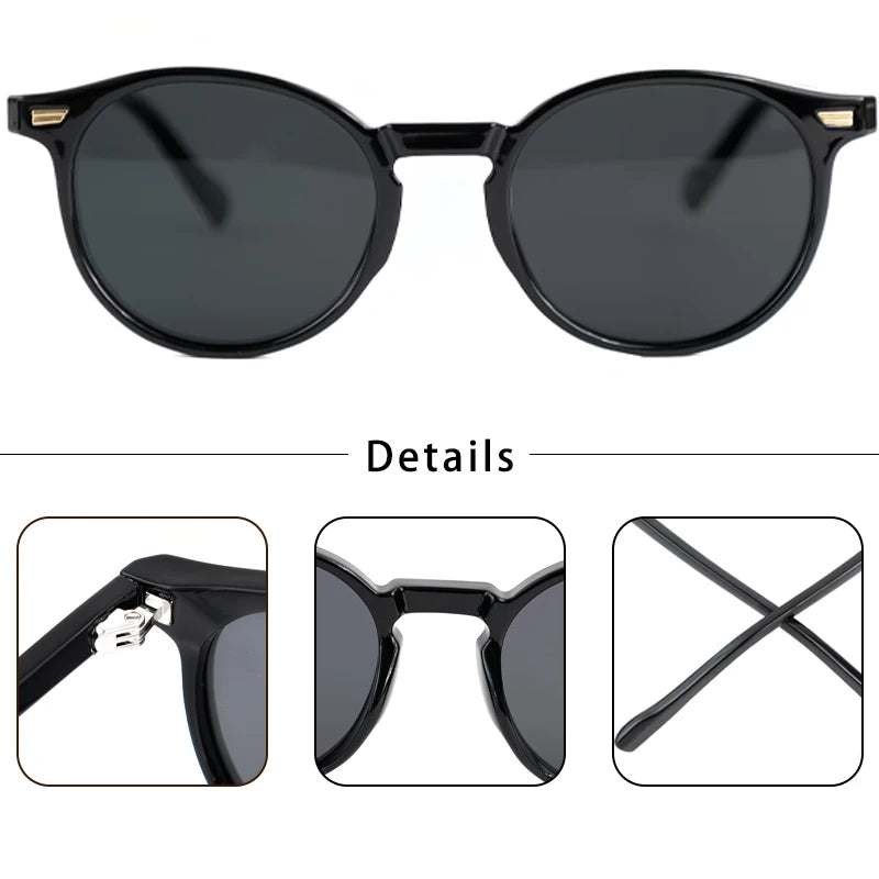 Lunettes de soleil rondes polarisées rétro — TR90/acétate, vintage, conduite et voyages