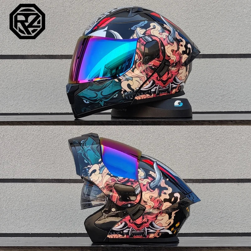 Casque moto intégral double lentille modulaire rabattable — homme, femme, mode, Motocross