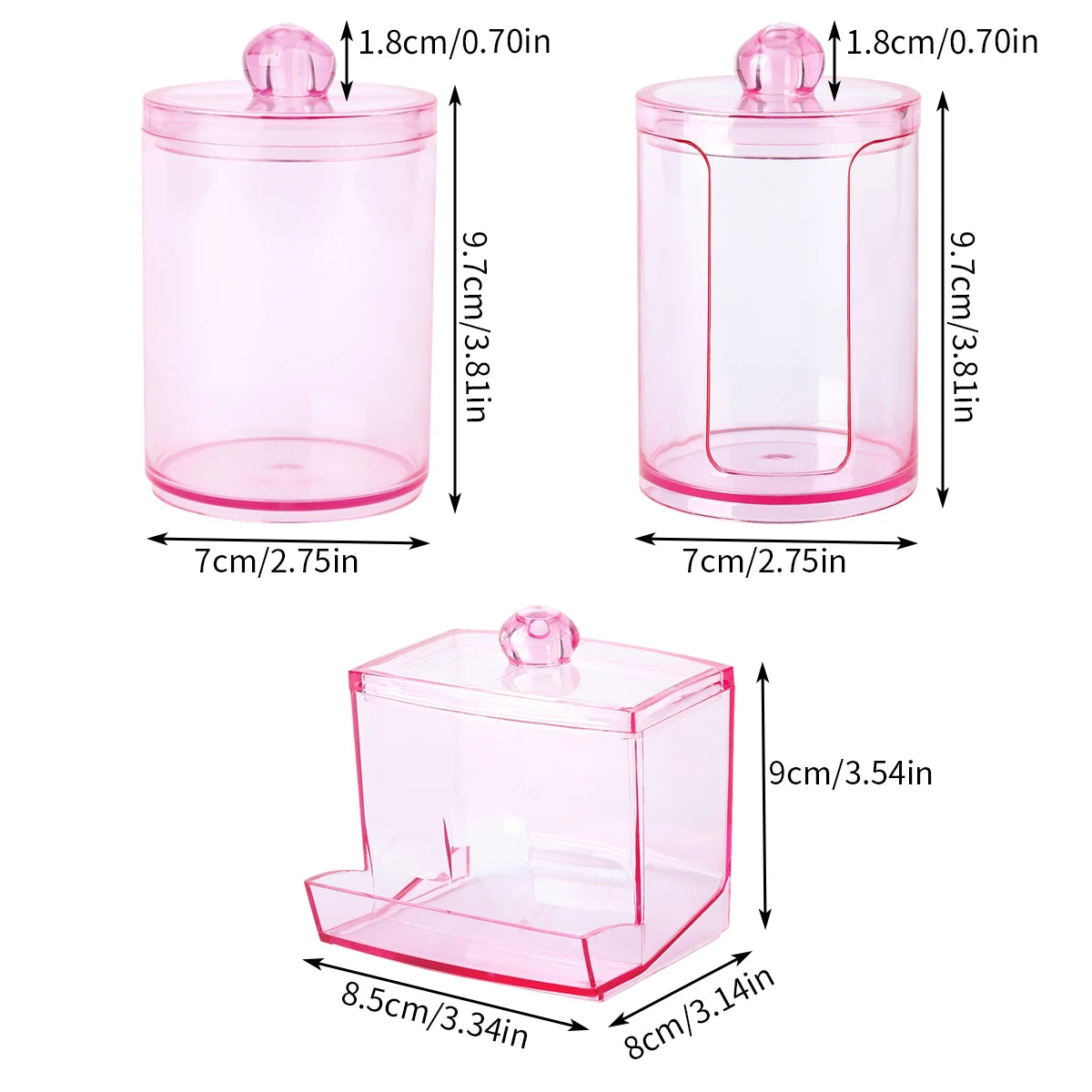 Distributeur de support Qtip avec couvercle, boîte de rangement de salle de bain de 10 onces pour boules de coton, cotons-tiges, sels de bain, boîtes de vanité