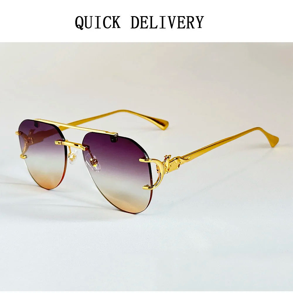 Lunettes de soleil femmes sans monture ovale — mode, vintage, 2025