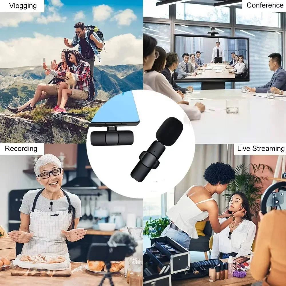 Micro Lavalier Sans Fil Portable — Diffusion en Direct, Enregistrement Audio/Vidéo, iPhone & Android