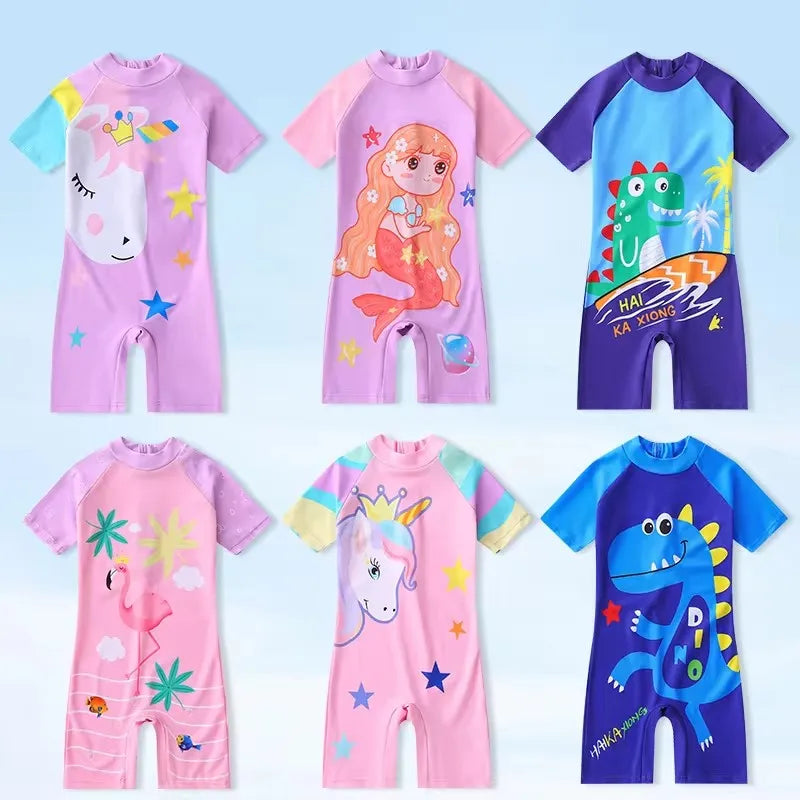 Maillots de bain pour enfants nouveau maillot de bain une pièce pour garçons et filles petits enfants grands enfants Protection solaire ensemble de natation de printemps chaud