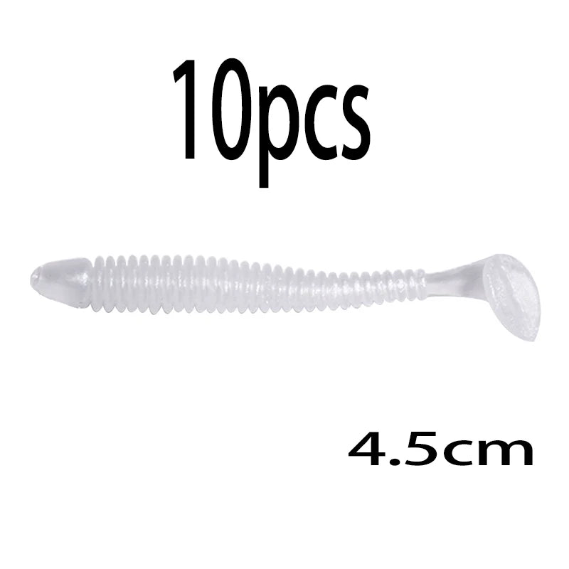 Leurre souple en silicone 4,5 cm avec queue en T — nageur, pêche carpe, black-bass, brochet