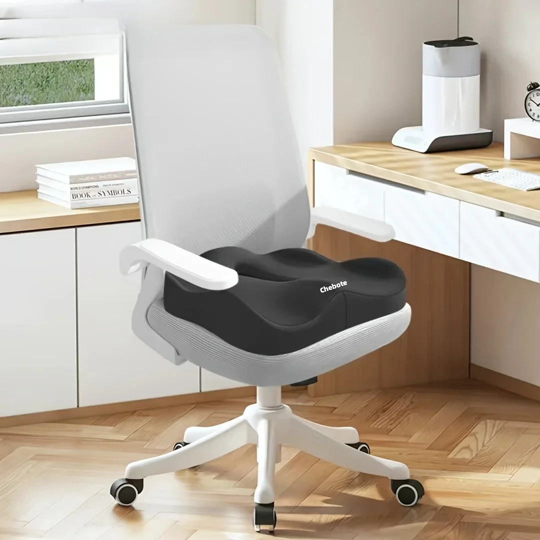 Cojín de asiento de espuma viscoelástica, 1 pieza, soporte ergonómico 3D | Verde claro y gris, poliéster lavable, esenciales para coche/oficina