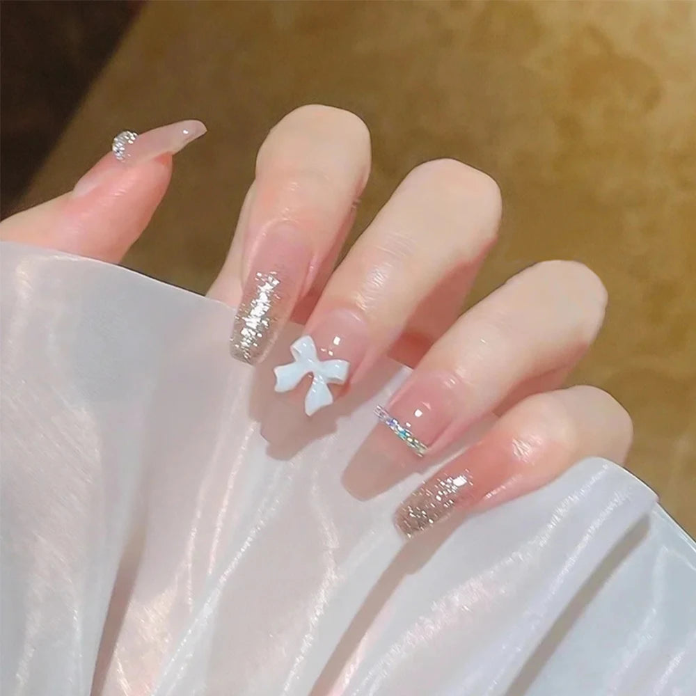 24 pièces/ensemble français rose carré court faux ongles presse sur ongles bord blanc nu rose ongles conseils couverture complète portable pointe française