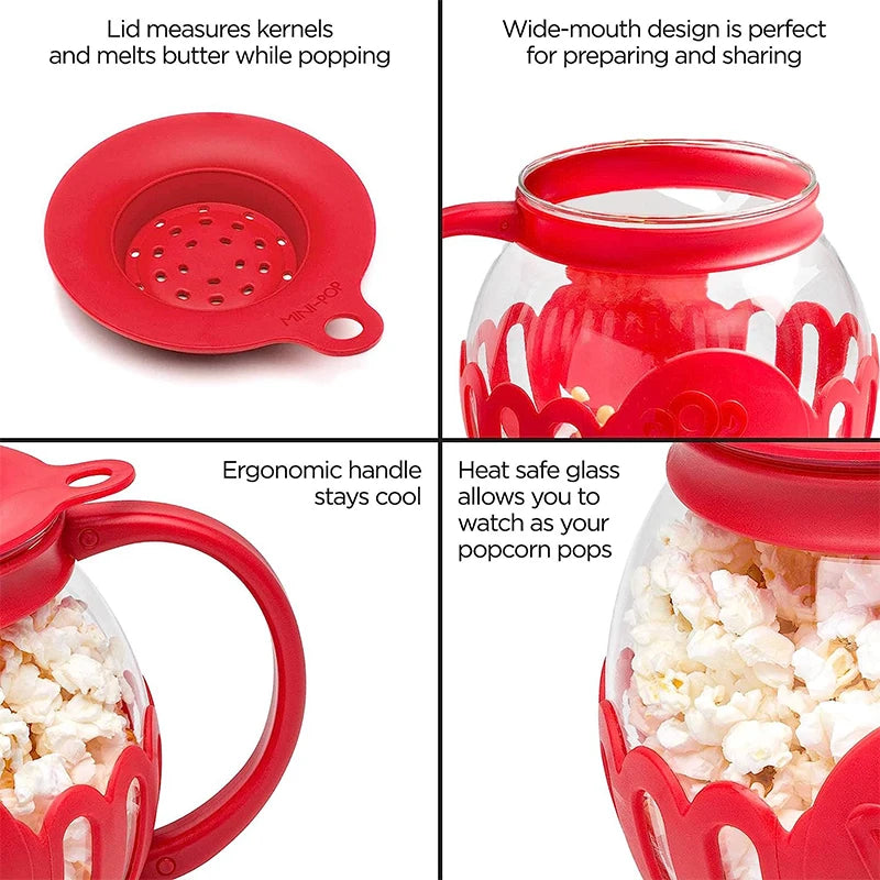 Popper à pop-corn micro-ondes micro-pop de 2.25 litres avec verre sûr à la température Snack Pop Corn Air Poppers Machine à pop-corn à micro-ondes