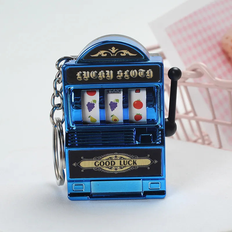 Porte-clés Machine à fentes de fruits, porte-bonheur Jackpot, Mini pendentif de Casino, breloque de sac, cadeaux de nouveauté pour enfants et adultes