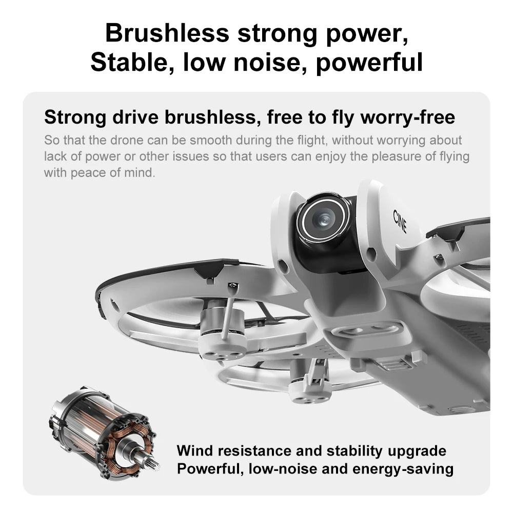 Mini drone 4K — double caméra 8K, évitement intelligent d'obstacles, quadricoptère brushless, jouet RC enfants