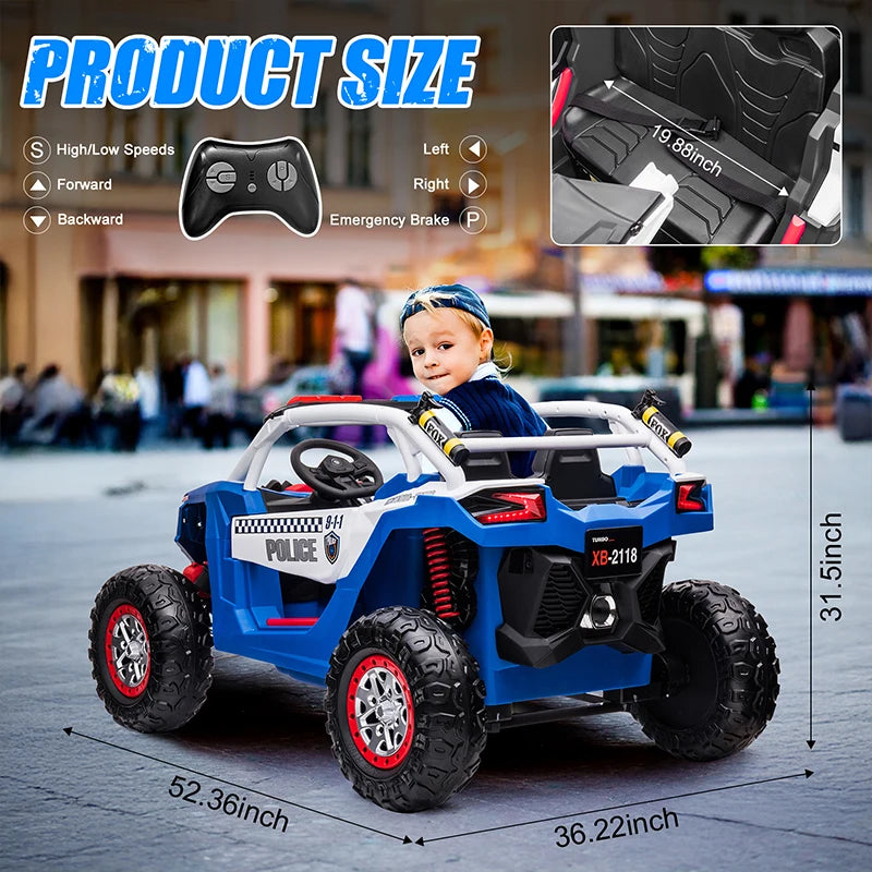 Coche de juguete eléctrico para niños, 24V, 7A, vehículo UTV, regalos para niños, control remoto para padres, velocidad ajustable, 3 a 8 años