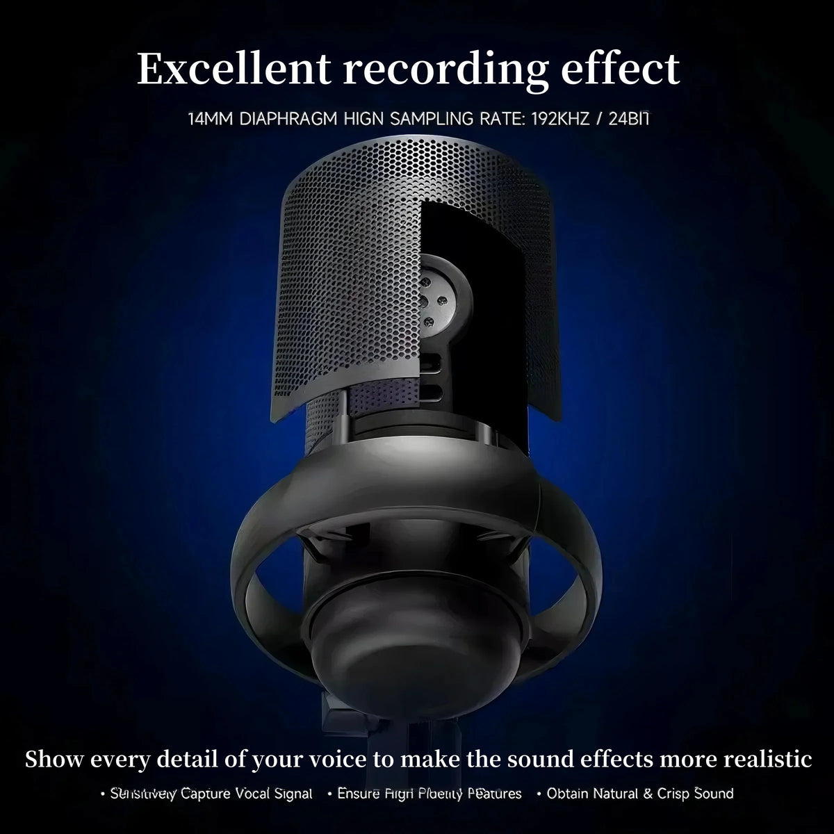 Microphone USB Professionnel à Condensateur RGB — Enregistrement, Gaming, Streaming Direct