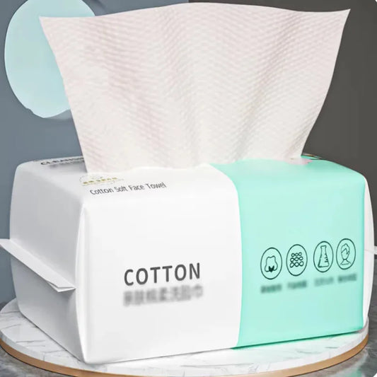 Serviette pour le visage épaisse réutilisable, un paquet de 50 pièces par paquet, nettoyant de voyage, démaquillant humide et sec, tissu doux en coton
