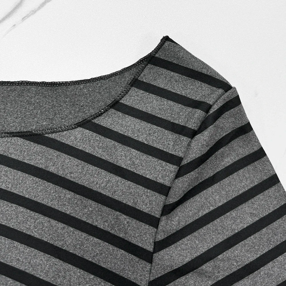 Women's Striped Long Sleeve T-Shirt, New Japanese Basic Styles, Slim, Strapless, Y2K Korean Street Style, Spring Autumn