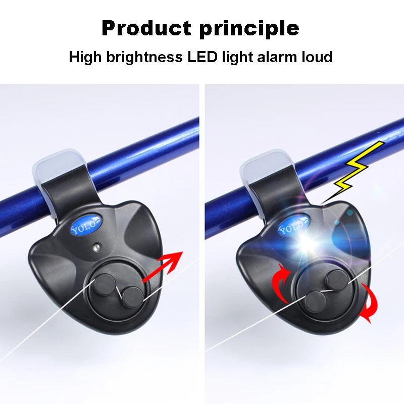 Ensemble de pinces à pêche à la carpe, 5 couleurs, indicateur lumineux LED électronique, alarme sonore de morsure de poisson, capteur de cloche, accessoires pour cannes, le plus récent