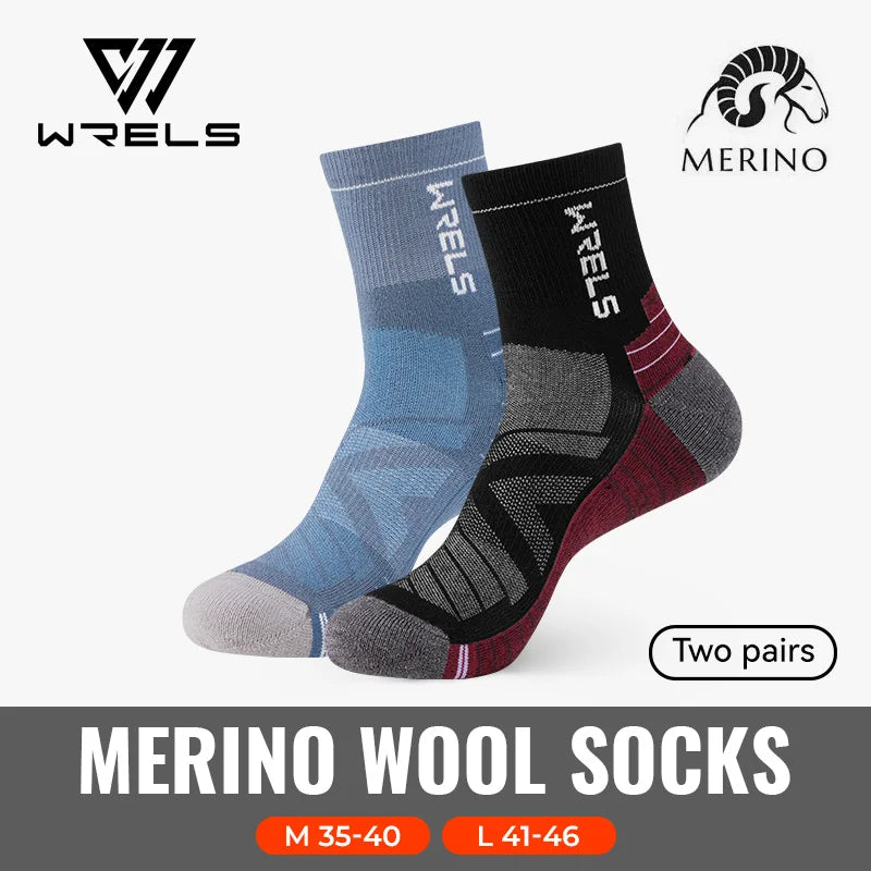 WRELS 1/2/3 paires chaussettes en laine mérinos thermique chaud hiver haute élastique épais chaussettes de randonnée Absorption d'humidité chaussettes de sport en laine