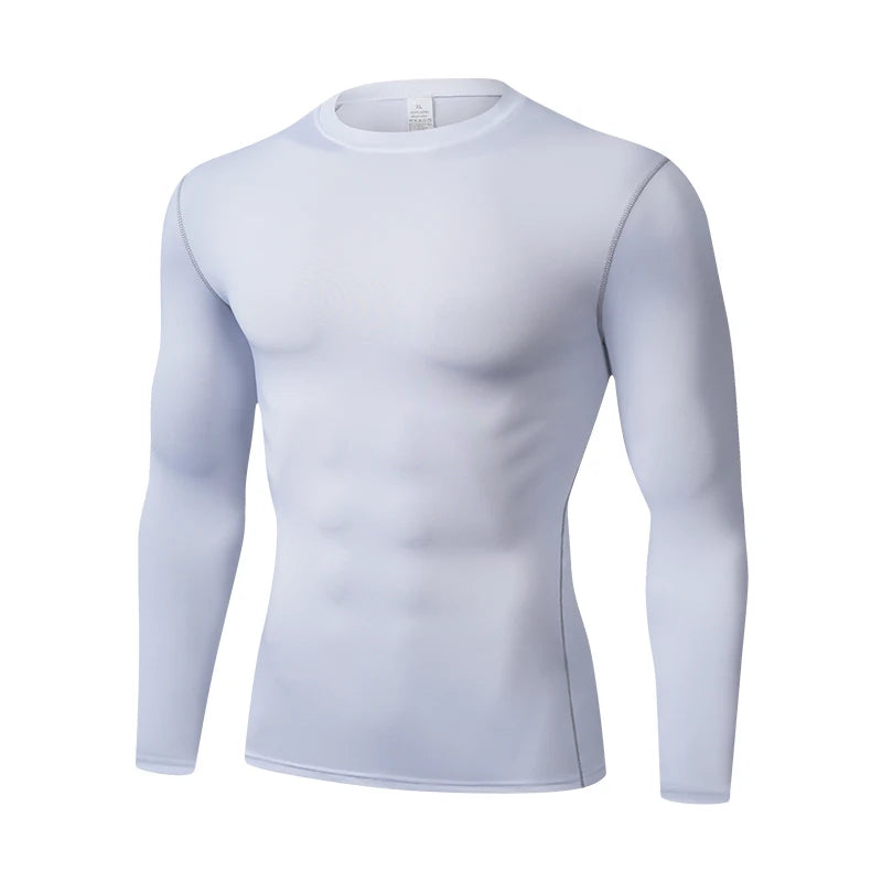 Men's long-sleeved sports t-shirt, high elasticity, quick-drying, solid, 2024