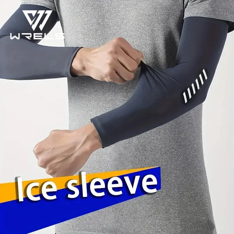 1 paire de manchons de sport légers et respirants pour hommes, tissu en soie glacée absorbant la sueur pour le cyclisme, la pêche, la course à pied et la randonnée