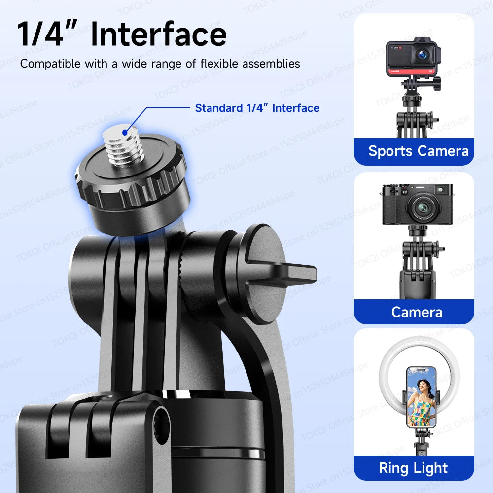 TOKQI — Bâton Selfie Extensible 360° Télécommande Bluetooth & Lumière Optionnelle