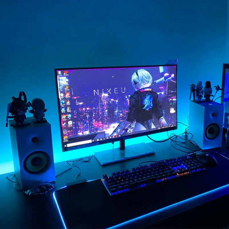 Bande lumineuse LED USB pour PC, 24-34 pouces, RGBIC, synchronisation musicale via application, rétroéclairage LED pour écran d'ordinateur, pour la décoration d'une salle de jeu
