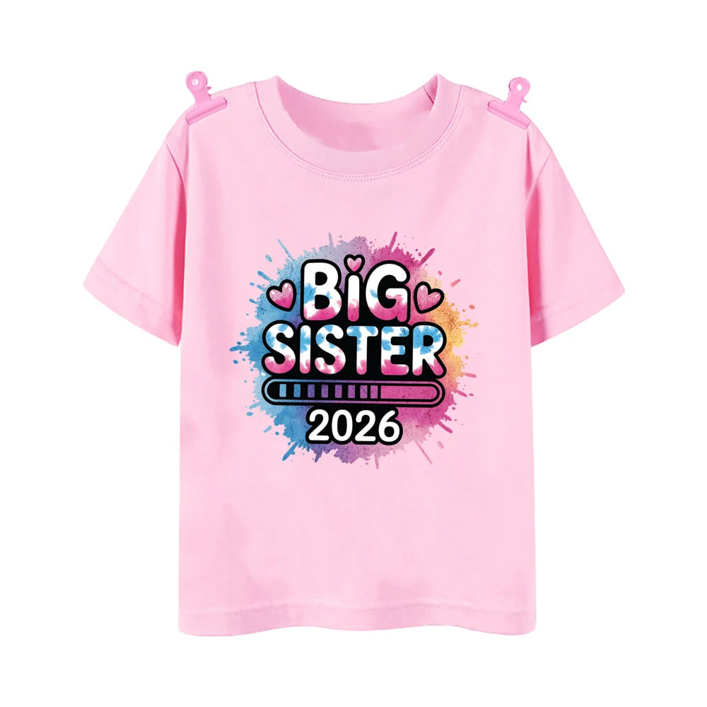 T-shirt imprimé pour enfants, tenue d'été pour enfants, chemises à manches courtes, vêtements d'annonce pour bébé, promu à Big Brother, Big Sister, 2026