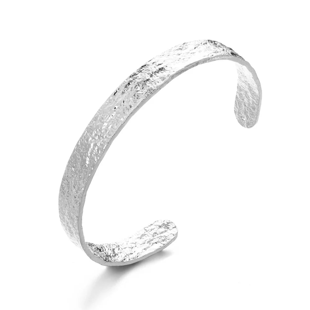 Bracelets d'ouverture à motif de bosse classique exquis pour femmes, manchette, couleur or, acier inoxydable, ornement à main, cadeau
