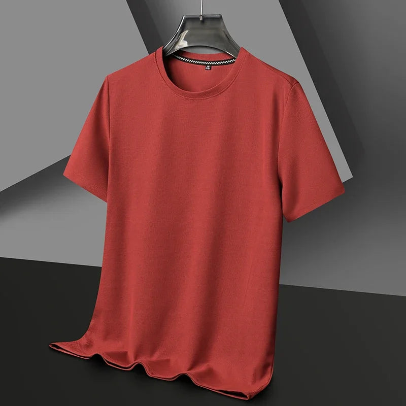 T-Shirt Gaufré Col Rond Homme — Nouveau Manches Courtes Été