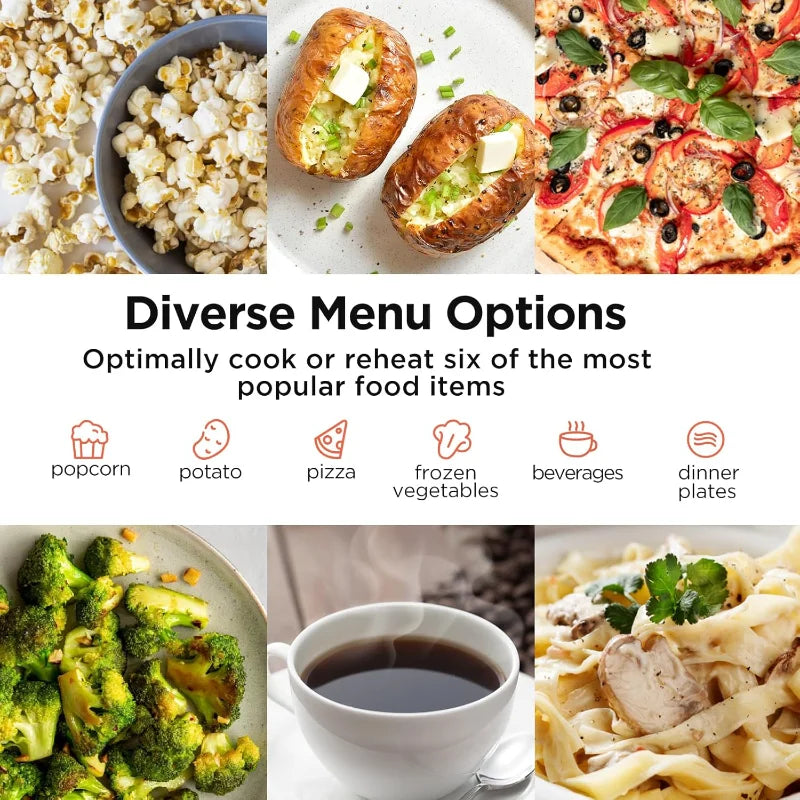 Four à micro-ondes de comptoir 0,9 pi³ — 6 menus automatiques, verrouillage enfant, 10 niveaux de puissance