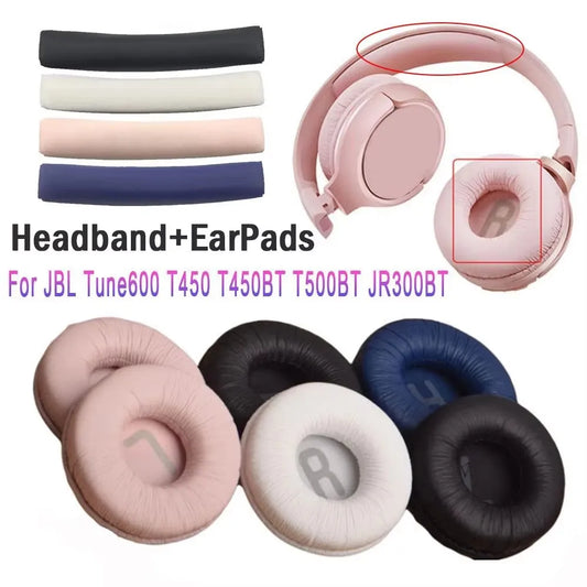 1 set of replacement ear pads, cushion covers, top headband for JBL T450BT T500BT Tune600 660 510BT headphones