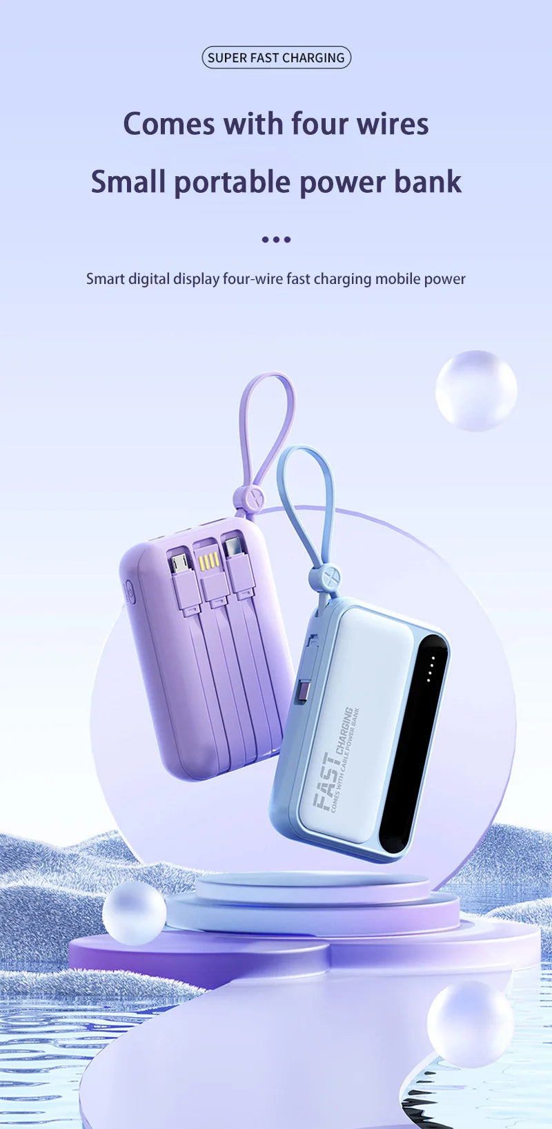 500000mAh 120W batterie externe grande capacité 4 in1 câbles Intelligent affichage numérique lumière Portable Powerbank pour iPhone Huawei nouveau