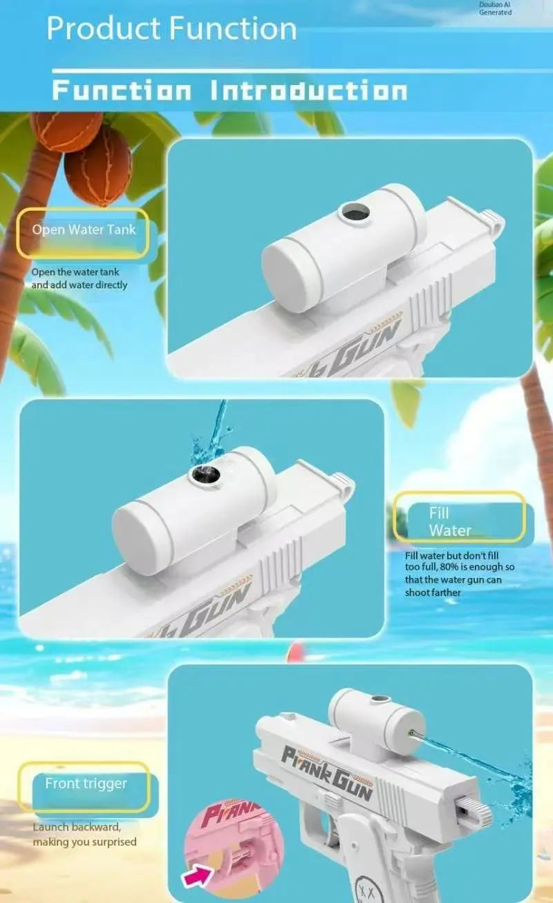 Pistolet à eau inverse Double face drôle-jouet de farces d'été, Mini pulvérisateur d'eau tactique pour enfants et adultes, combat aquatique de piscine et de plage