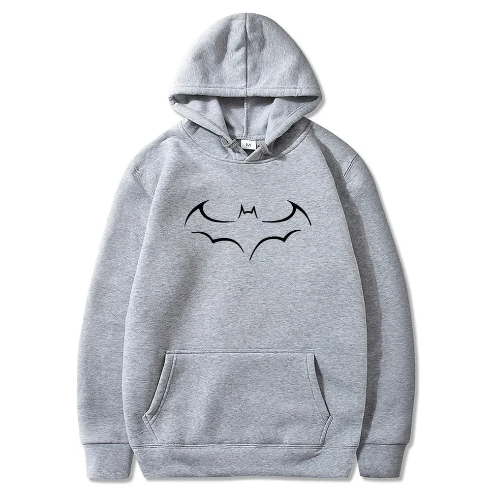 Sudadera con capucha estampada de murciélago para hombre, holgada y casual, primavera y otoño, sudaderas con capucha Streetwear