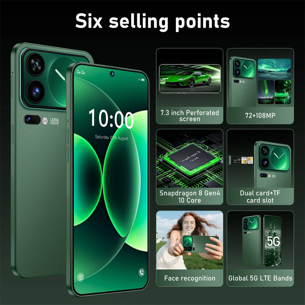 NOUVEAU HOT M17 Pro Max Smartphone 7.3HD Original Pas Cher 5G Double Carte Double Veille Téléphones Mobiles 7800mAh Android 15 Téléphones Mobiles