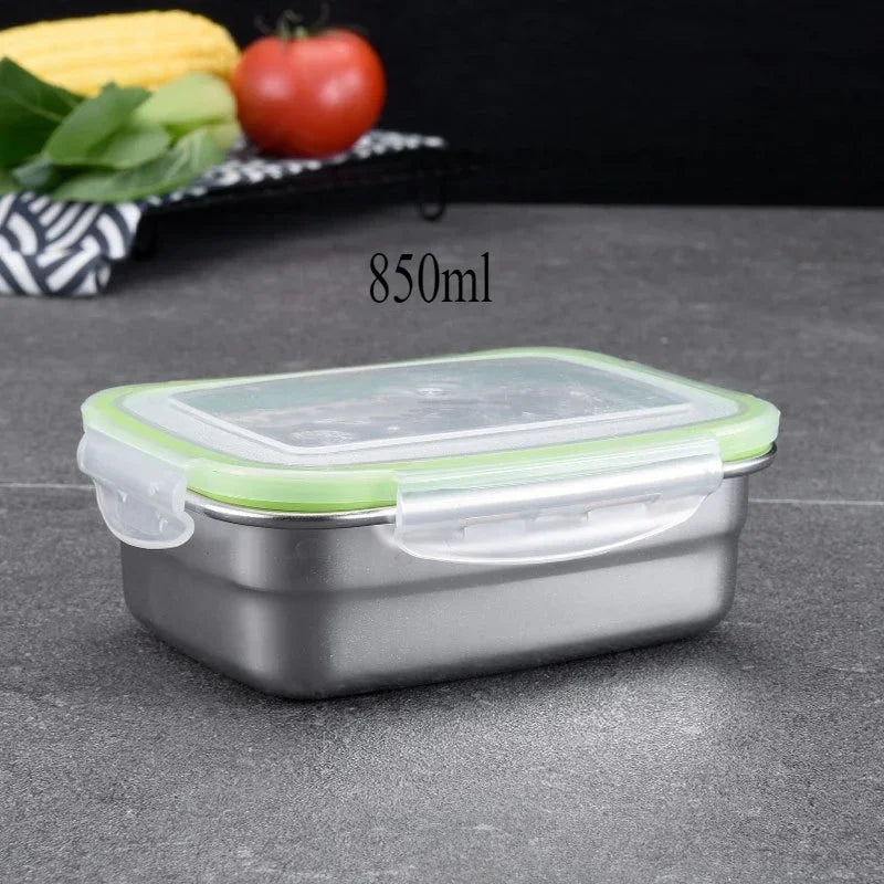 Food Grade 304 Stainless Steel Bento Box, Lunch Box, Food Storage Container, Leak-Proof Silicone Lid, Dishwasher Safe, 1/3 pieces