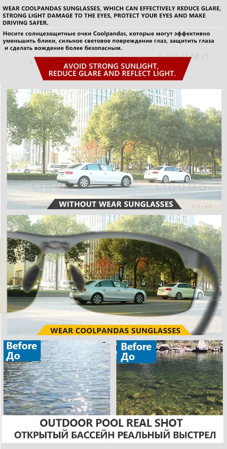 Lunettes de soleil photochromiques sans monture aluminium polarisées — conduite jour et nuit