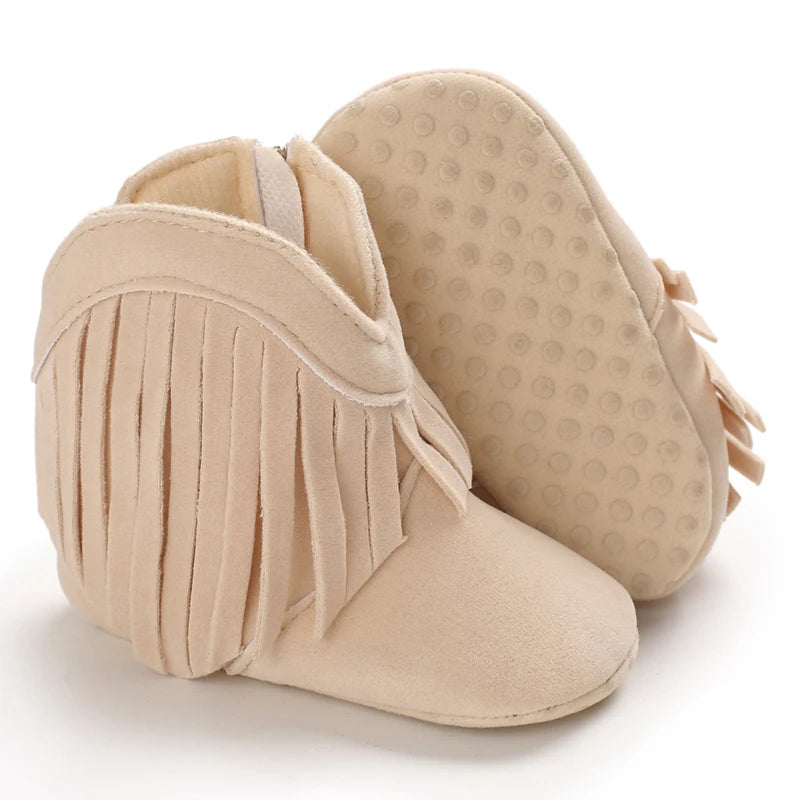 Mocassins Bébé Hiver Franges — Chaussures Douces Unisexe 0–18 mois
