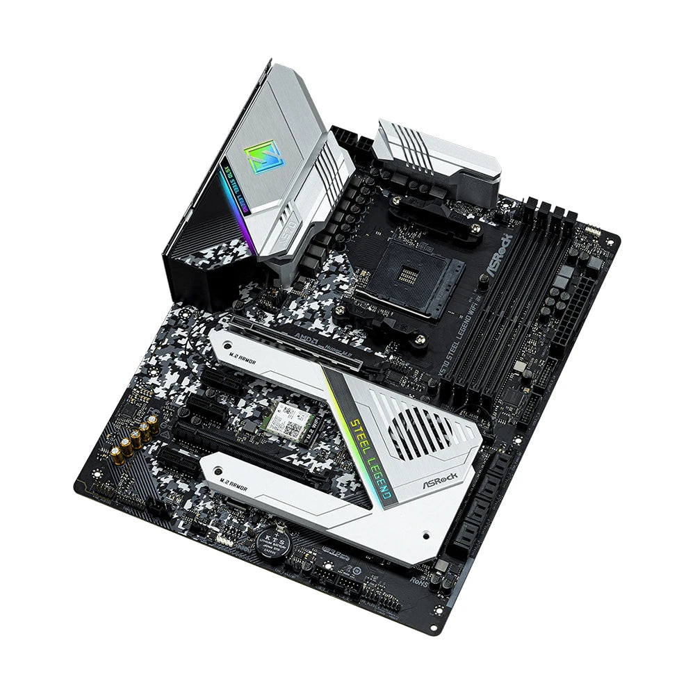 Carte mère ASRock X570 STEEL LEGEND WIFI AX prenant en charge les processeurs 5500 5600 5600X 5700X 5700x3D 5800x3D, 4xDDR4 128 Go, AMD AM4, HDMI, ATX