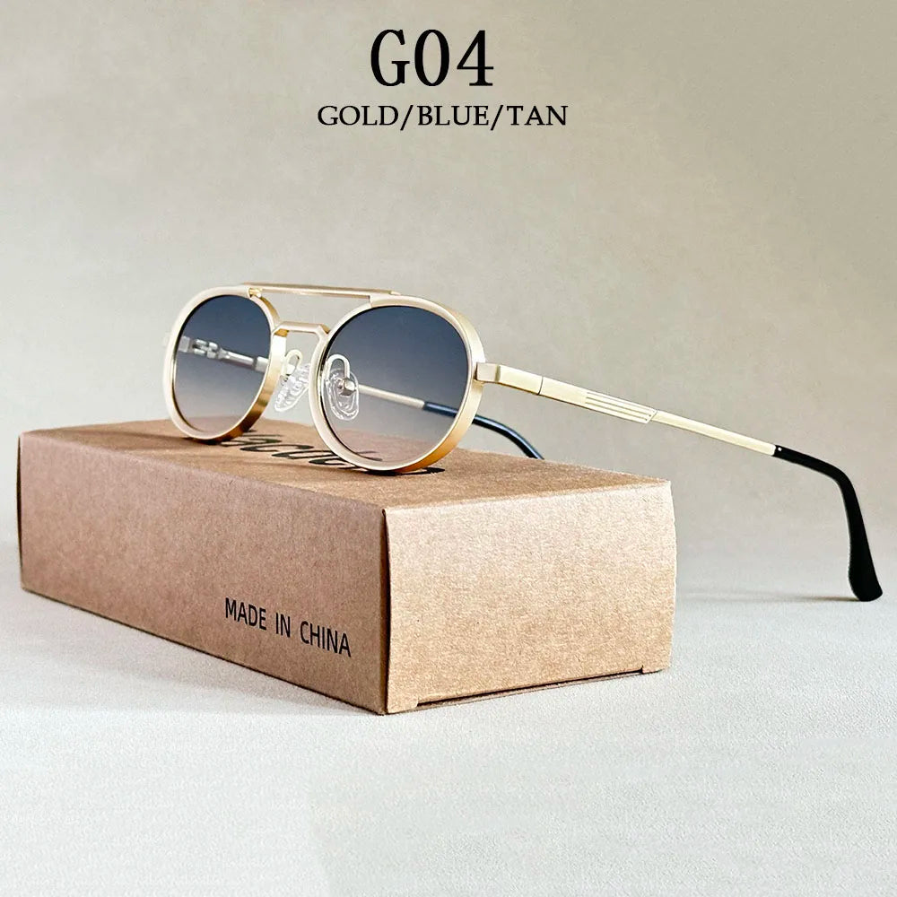 Lunettes de soleil ovales pour hommes et femmes — mode, vintage, Steampunk, 2025
