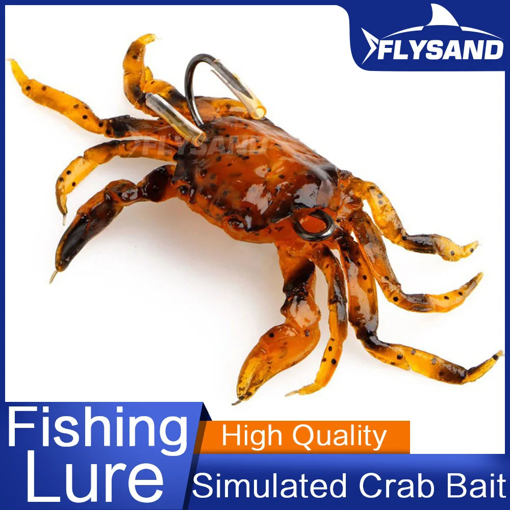 FLYSAND bionique crabe Silicone appât souple artificiel réaliste crochet pointu leurre de pêche poisson d'eau douce gabarit tête appâts matériel de pêche