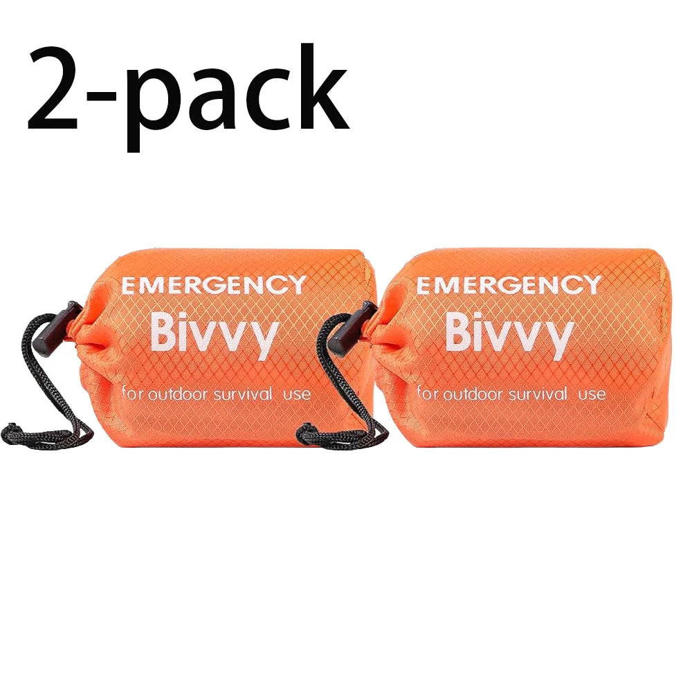 Sac de couchage d'urgence, couverture de survie, sac bivouac thermique en Mylar, abri léger, imperméable et portable pour le camping et la randonnée