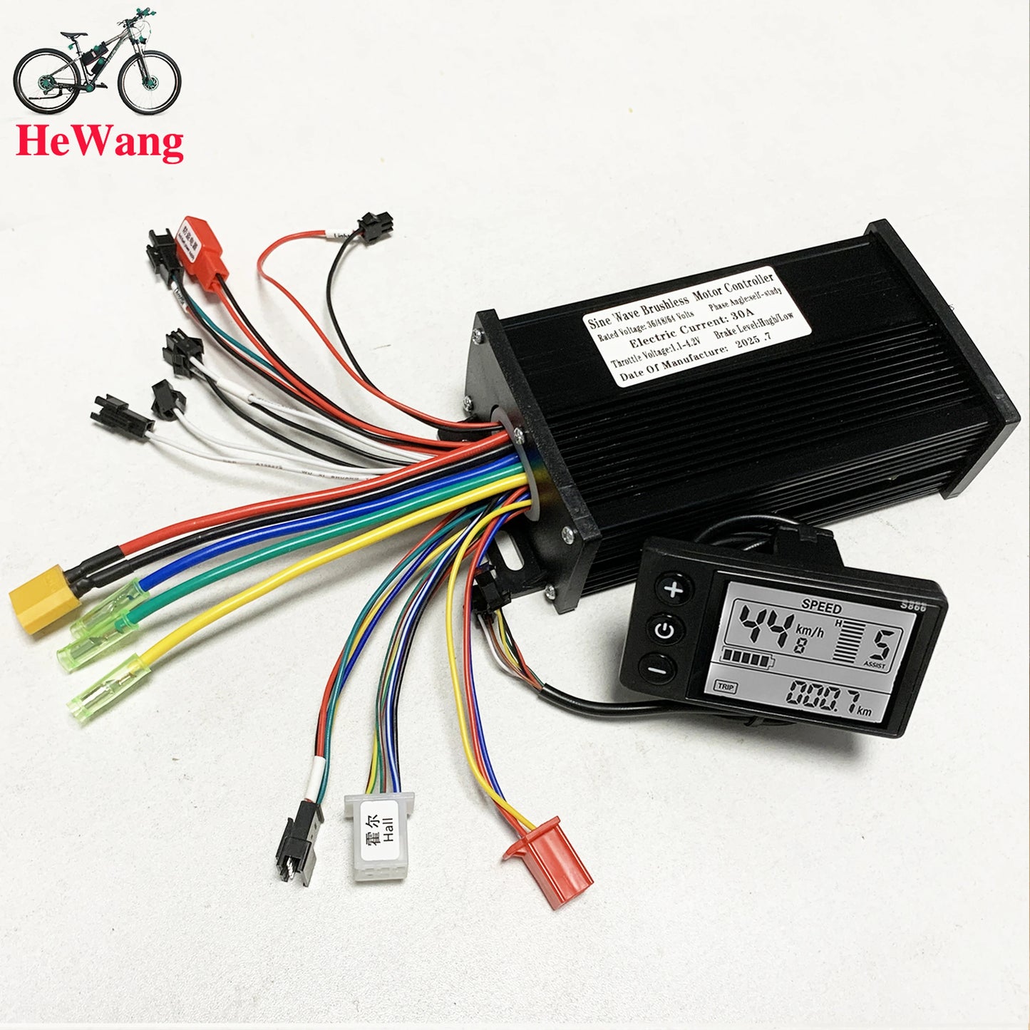 Controlador de motor sin escobillas de onda sinusoidal de 36 V 48 V 30 A 750 W 1000 W 1500 W para bicicleta eléctrica + Kit de pantalla LCD S866 para bicicleta de montaña eléctrica y scooter