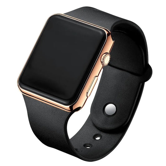 Montre Numérique Sport LED Silicone Noir — Mode Décontractée Homme Femme