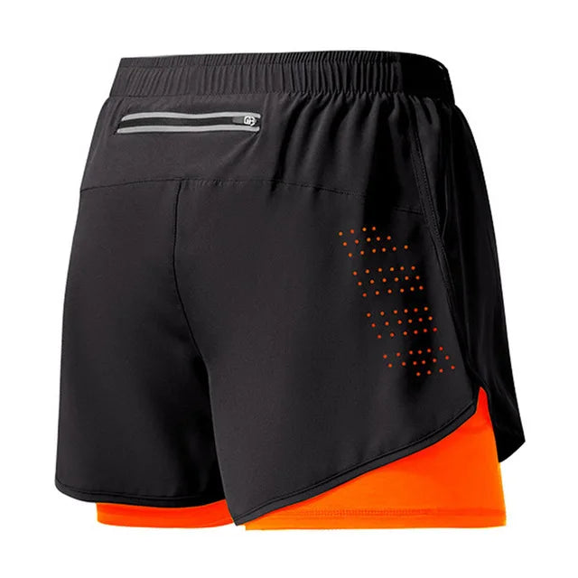 Men's Running Shorts, Quick Dry, Fitness, Black, Double Layer, New Sport, Training, Bodybuilding, Short Pants