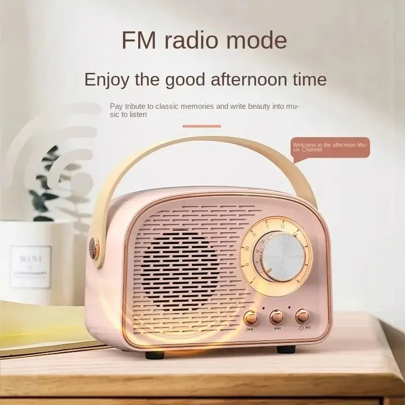 Haut-parleurs Bluetooth rétro USB AUX TF FM Radio Portable Mini Boombox basses améliorées pour Table maison extérieure Vintage Audio MP3