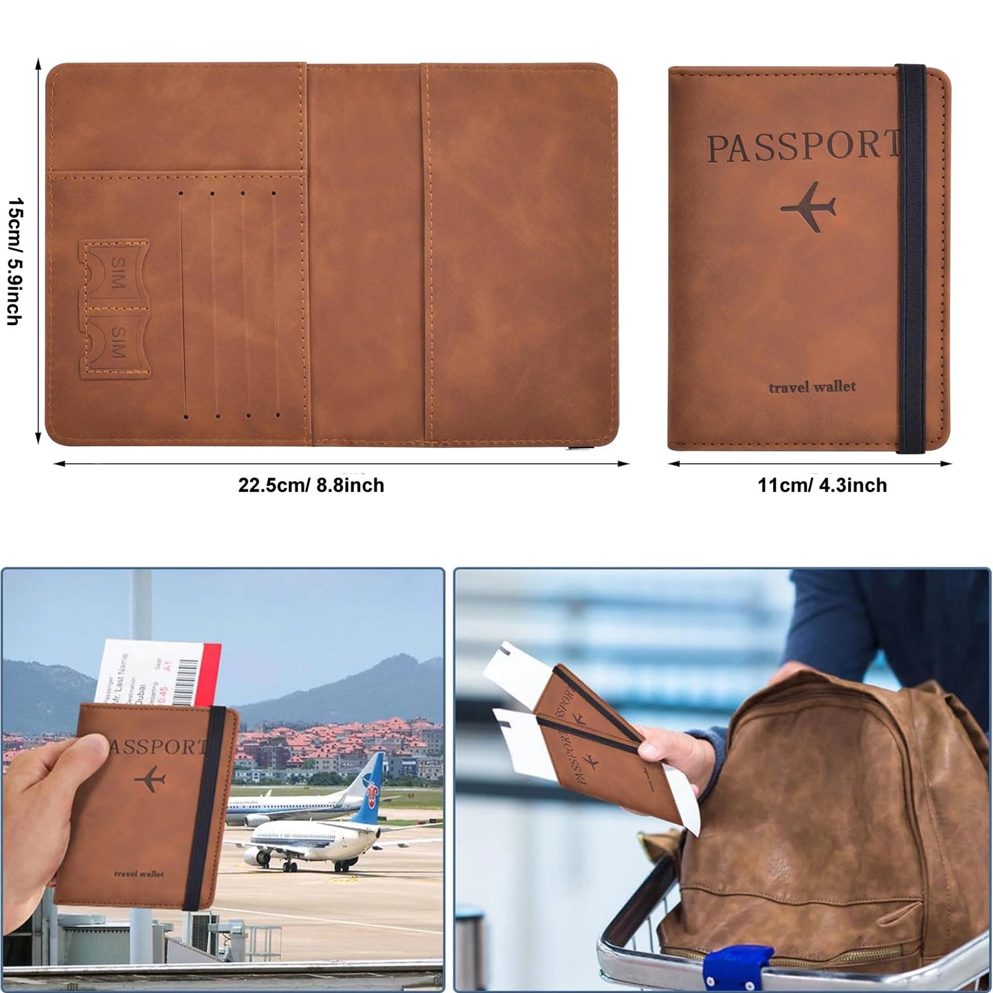 Porte-Passeport Voyage — Étui Portefeuille Accessoires Voyage Homme Femme