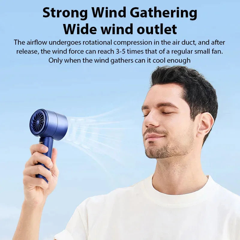 Ventilador portátil Turbo Ventilador enfriador de aire Ajuste de 100 velocidades Ventiladores de alta velocidad Mini ventilador de mano para el hogar Viajes Camping al aire libre