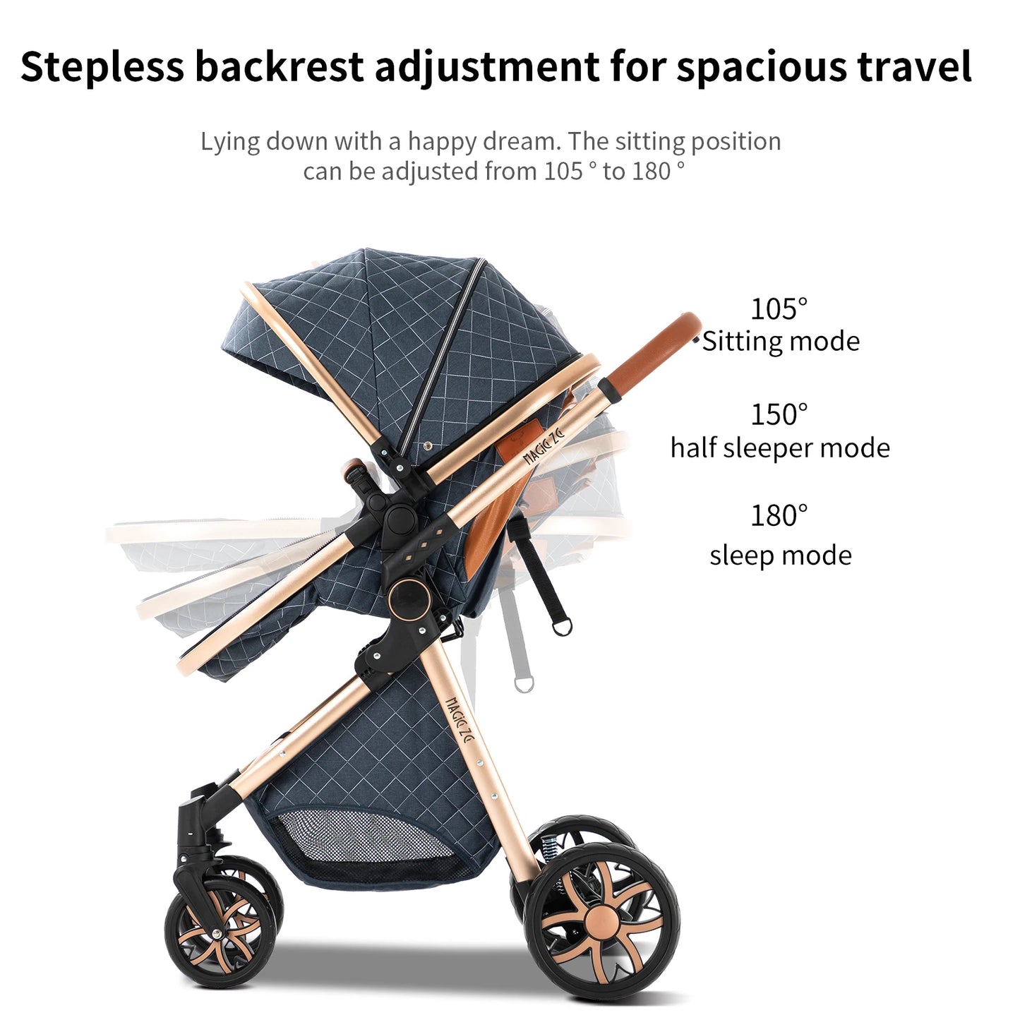 Poussette Bébé 2 en 1 Nouveau-Né — Chariot Landau 4 Roues Accessoires