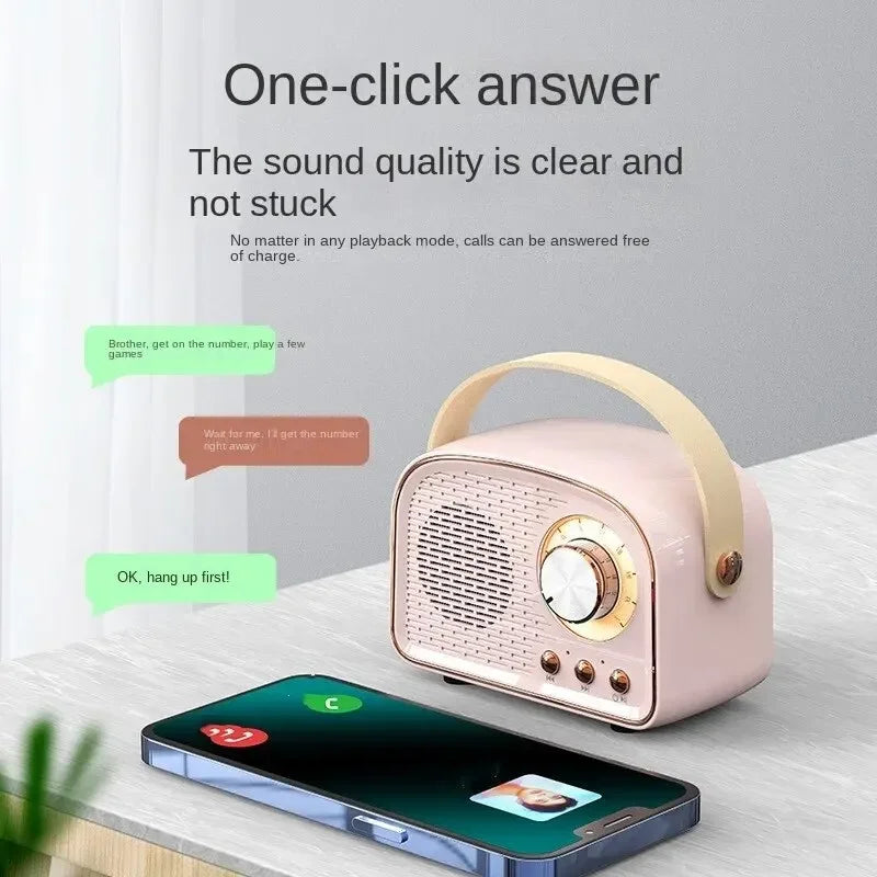 Haut-parleurs Bluetooth rétro USB AUX TF FM Radio Portable Mini Boombox basses améliorées pour Table maison extérieure Vintage Audio MP3