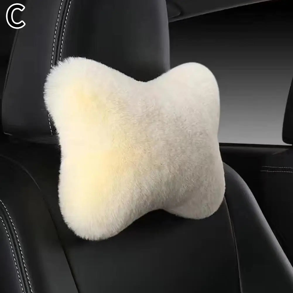 Plush Car Seat Neck Rest, 8 Colors Car Headrest, Plush Cushion, Warm and Comfortable, Waist Pillow Support Accessories, Winter